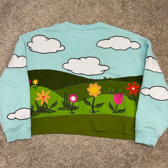 Disney Garden Collection Wrap Around Print Cropped Sweatshirt Women XL Mickey - Picture 8 of 10